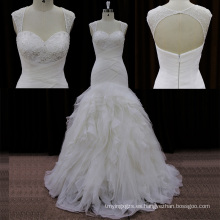 Sweehteart rebordear vestidos de novia organza Lowcut en espalda